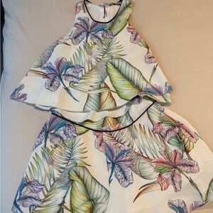 Floral Two-Piece Set with Tropical Print